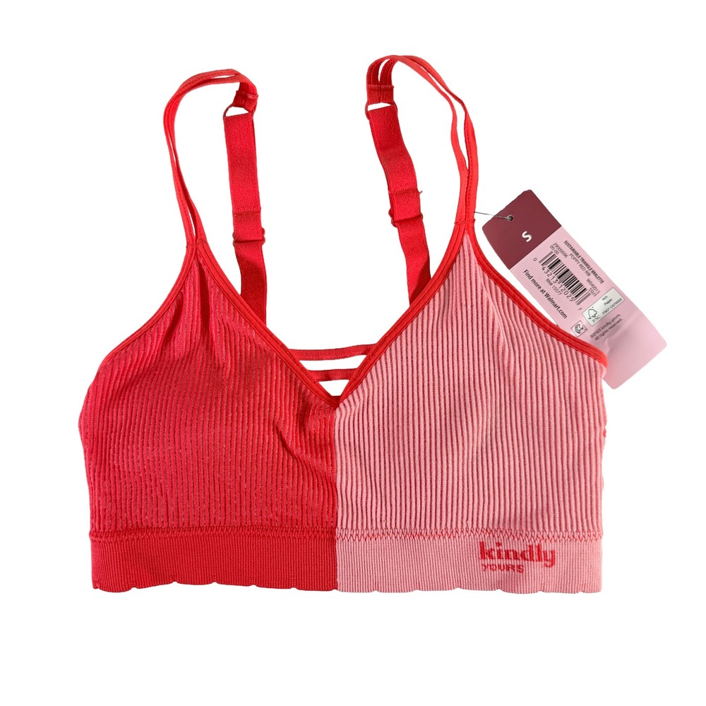 Kindly Yours Sustainable Triangle Braletteโ Poppy Red Rib S New
